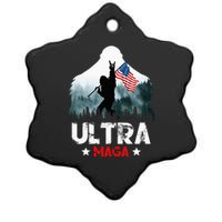 Trump Ultra Maga Funny Bigfoot Bring Flag For Republican Ceramic Star Ornament