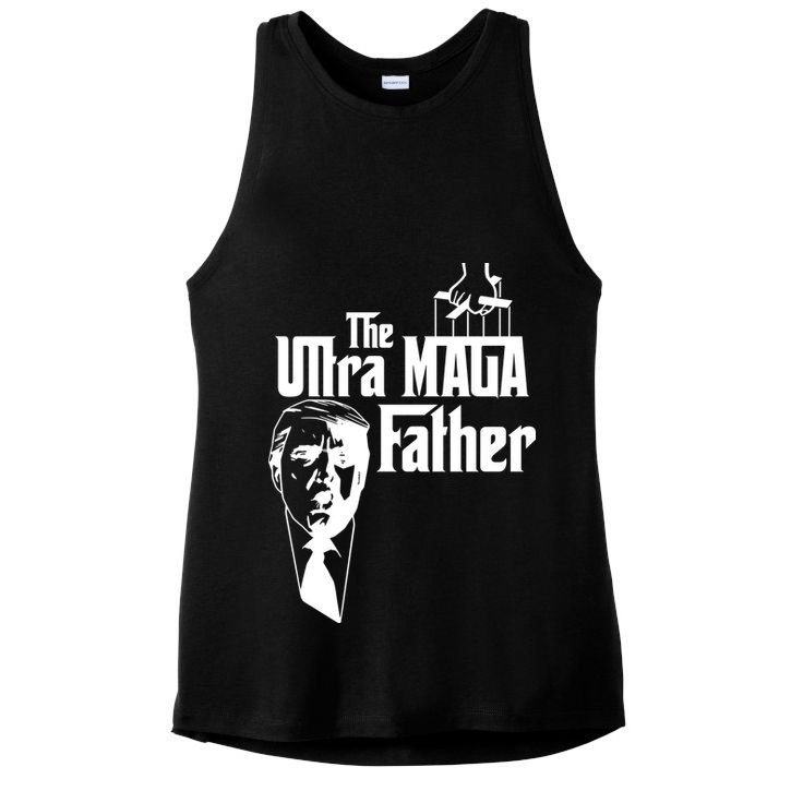 The Ultra MAGA Father Trump 2024 USA Parody Ladies PosiCharge Tri-Blend Wicking Tank