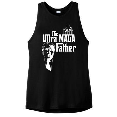 The Ultra MAGA Father Trump 2024 USA Parody Ladies PosiCharge Tri-Blend Wicking Tank