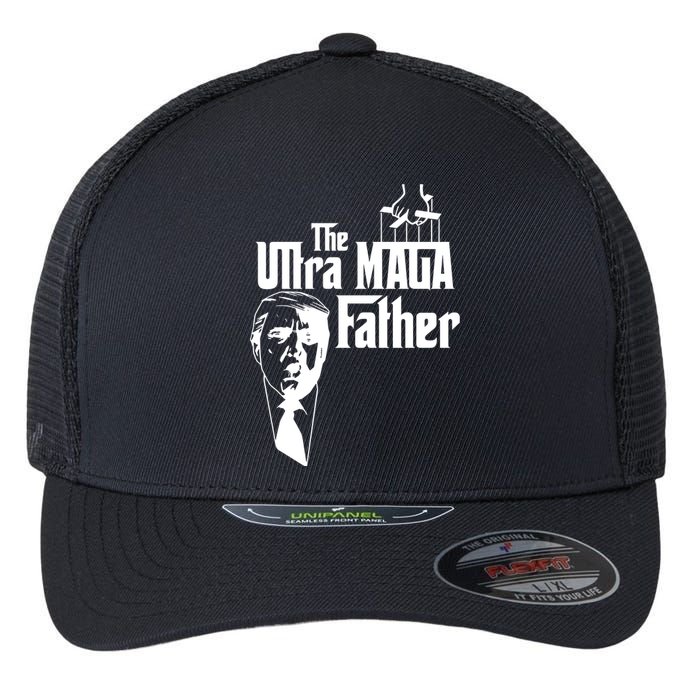 The Ultra MAGA Father Trump 2024 USA Parody Flexfit Unipanel Trucker Cap