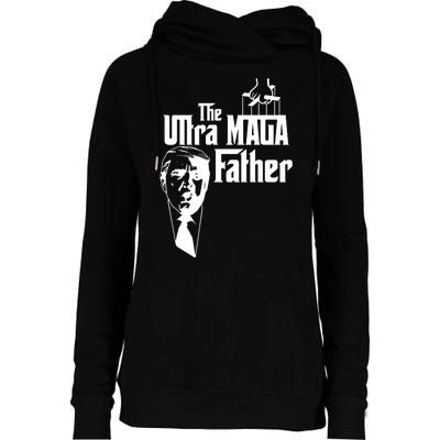 The Ultra MAGA Father Trump 2024 USA Parody Womens Funnel Neck Pullover Hood