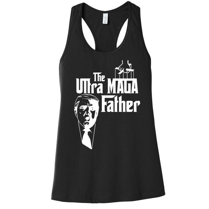 The Ultra MAGA Father Trump 2024 USA Parody Women's Racerback Tank