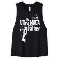 The Ultra MAGA Father Trump 2024 USA Parody Women's Racerback Cropped Tank