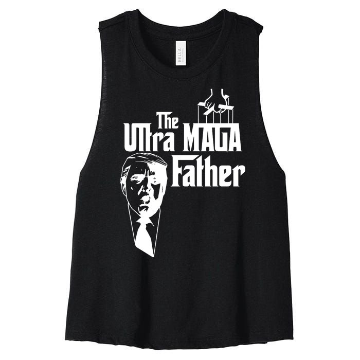 The Ultra MAGA Father Trump 2024 USA Parody Women's Racerback Cropped Tank