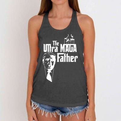 The Ultra MAGA Father Trump 2024 USA Parody Women's Knotted Racerback Tank