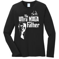 The Ultra MAGA Father Trump 2024 USA Parody Ladies Long Sleeve Shirt