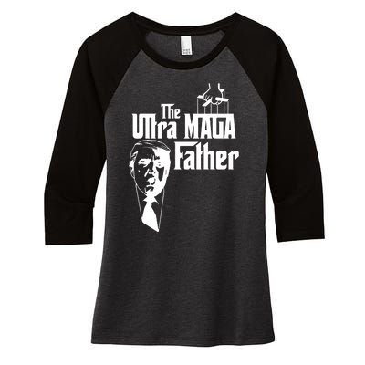 The Ultra MAGA Father Trump 2024 USA Parody Women's Tri-Blend 3/4-Sleeve Raglan Shirt