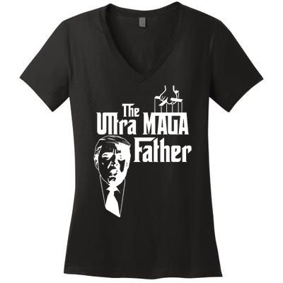 The Ultra MAGA Father Trump 2024 USA Parody Women's V-Neck T-Shirt