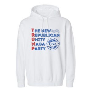 Trump Unity Party Maga Sequel 2024 Garment-Dyed Fleece Hoodie