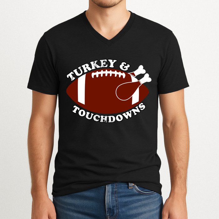 Turkey And Touchdowns V-Neck T-Shirt