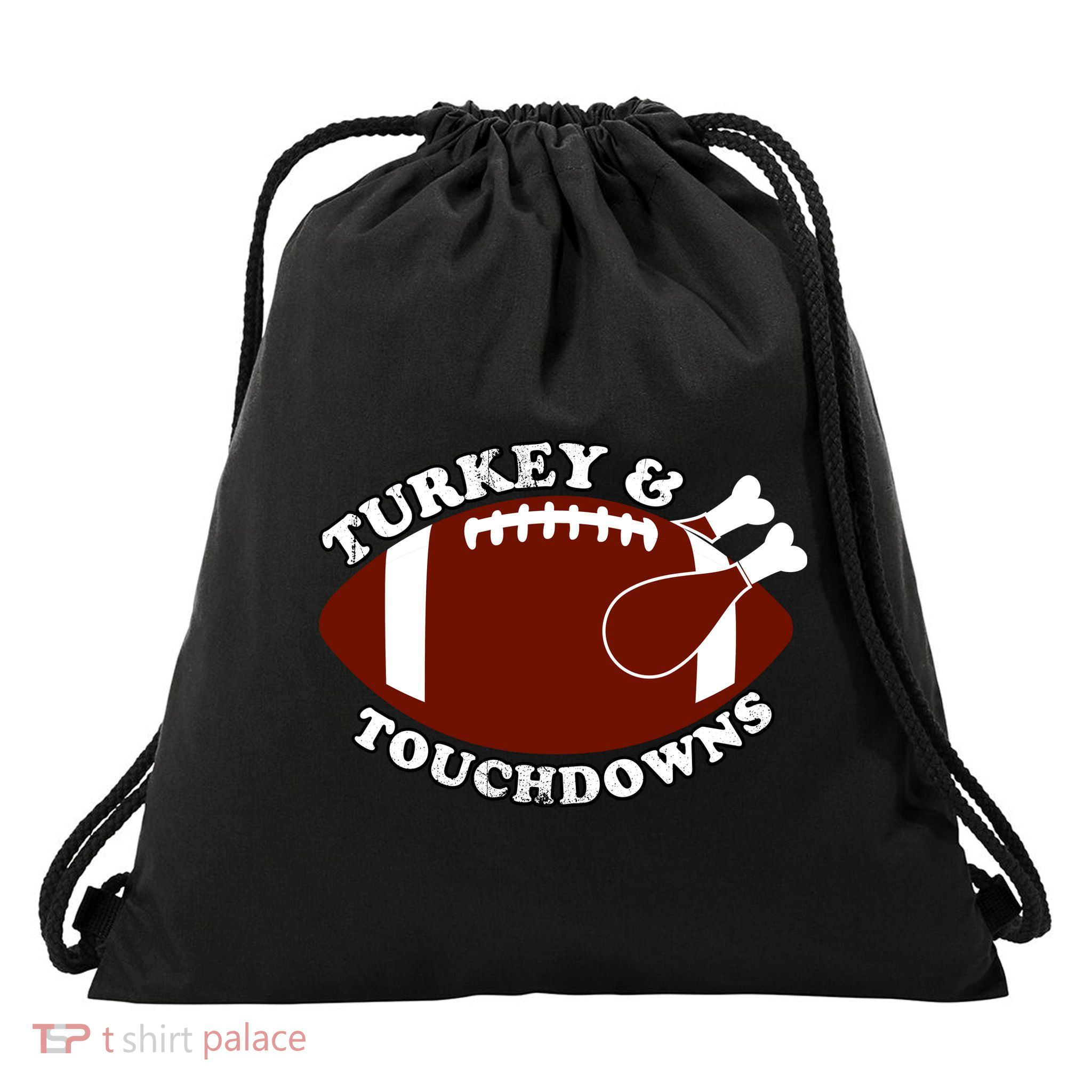 Turkey And Touchdowns Drawstring Bag