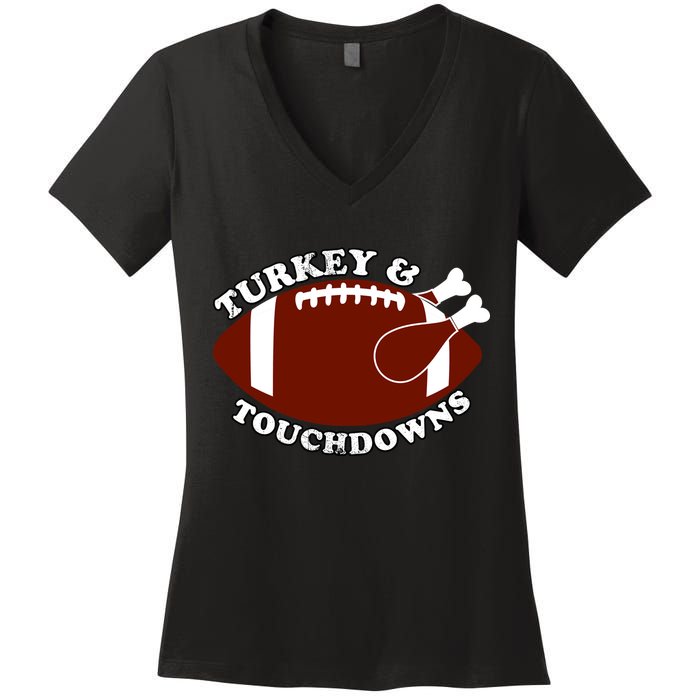 Turkey And Touchdowns Women's V-Neck T-Shirt