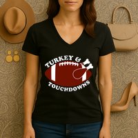 Turkey And Touchdowns Women's V-Neck T-Shirt