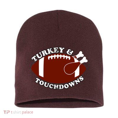 Turkey And Touchdowns Short Acrylic Beanie