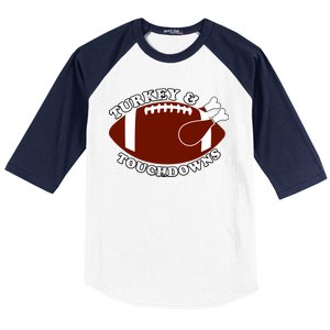 Turkey And Touchdowns Baseball Sleeve Shirt