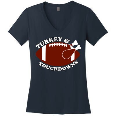 Turkey And Touchdowns Women's V-Neck T-Shirt