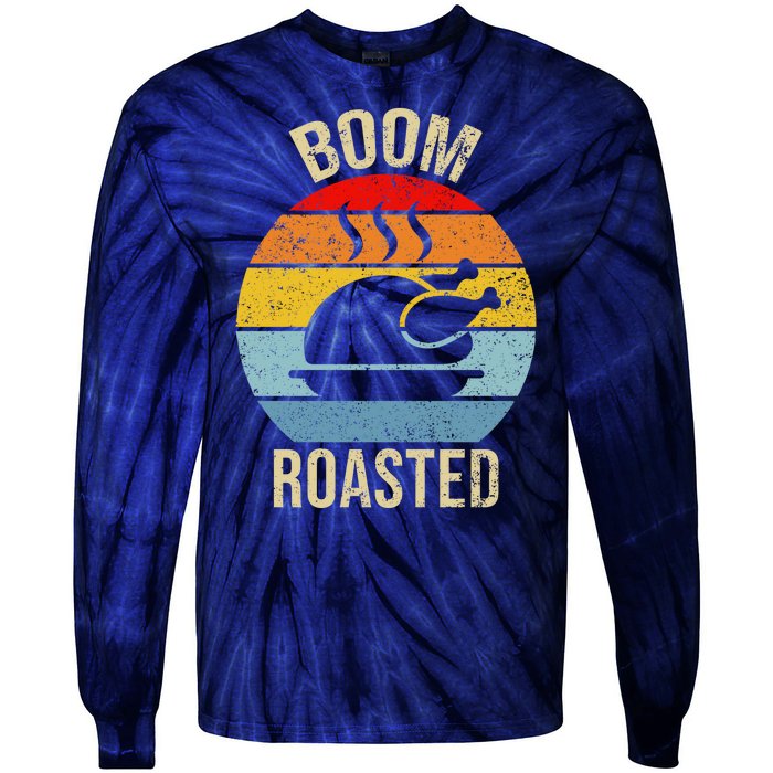 Turkey Boom Roasted Vintage Funny Holiday Tie-Dye Long Sleeve Shirt