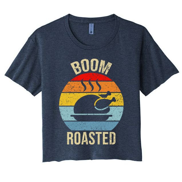 Turkey Boom Roasted Vintage Funny Holiday Crop Top
