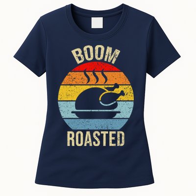 Turkey Boom Roasted Vintage Funny Holiday Womens T-Shirt