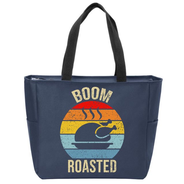 Turkey Boom Roasted Vintage Funny Holiday Zip Tote Bag