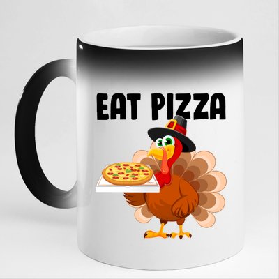 Turkey Eat Pizza Funny 11oz Black Color Changing Mug