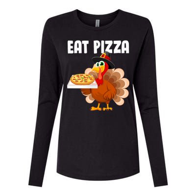 Turkey Eat Pizza Funny Womens Cotton Relaxed Long Sleeve T-Shirt