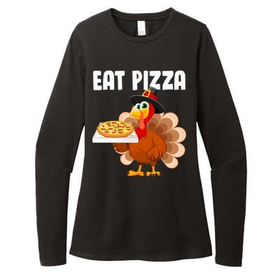 Turkey Eat Pizza Funny Womens CVC Long Sleeve Shirt