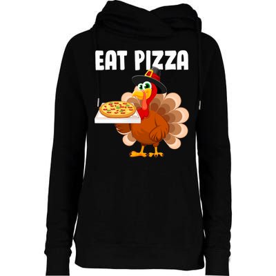 Turkey Eat Pizza Funny Womens Funnel Neck Pullover Hood