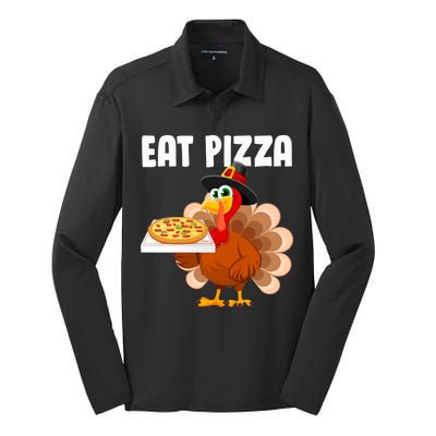 Turkey Eat Pizza Funny Silk Touch Performance Long Sleeve Polo