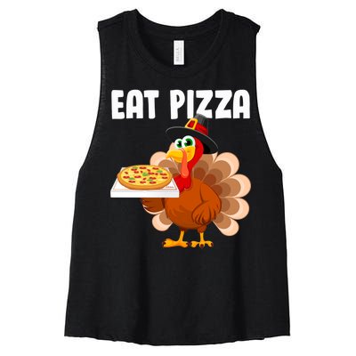 Turkey Eat Pizza Funny Women's Racerback Cropped Tank