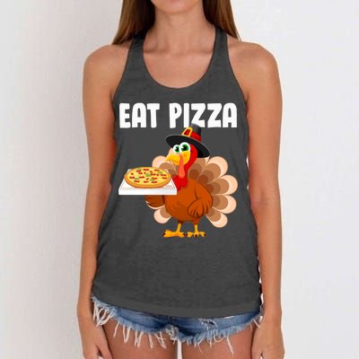 Turkey Eat Pizza Funny Women's Knotted Racerback Tank