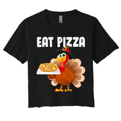 Turkey Eat Pizza Funny Women's Crop Top Tee