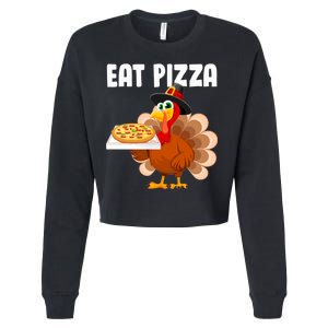 Turkey Eat Pizza Funny Cropped Pullover Crew