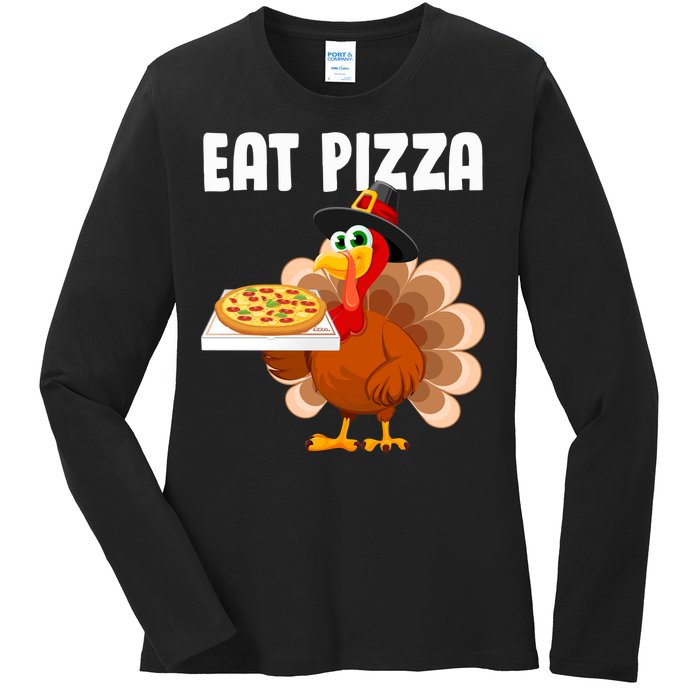 Turkey Eat Pizza Funny Ladies Long Sleeve Shirt