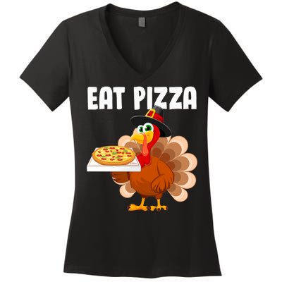 Turkey Eat Pizza Funny Women's V-Neck T-Shirt