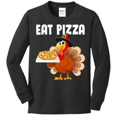 Turkey Eat Pizza Funny Kids Long Sleeve Shirt