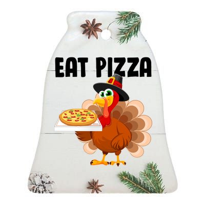 Turkey Eat Pizza Funny Ceramic Bell Ornament