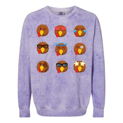 Turkey Emoji's Funny Thanksgiving  Colorblast Crewneck Sweatshirt