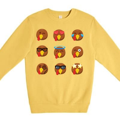 Turkey Emoji's Funny Thanksgiving  Premium Crewneck Sweatshirt