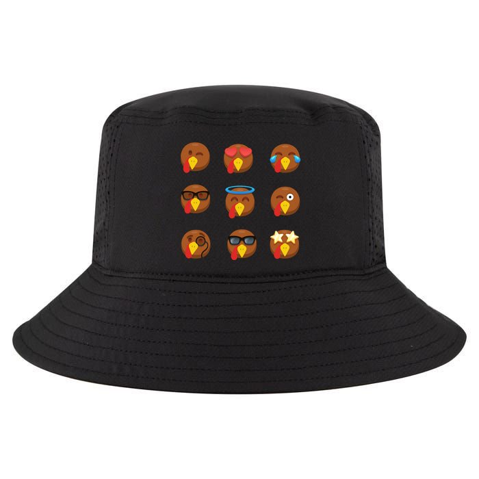 Turkey Emoji's Funny Thanksgiving  Cool Comfort Performance Bucket Hat