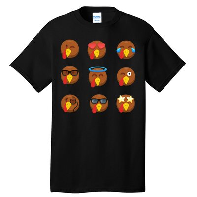 Turkey Emoji's Funny Thanksgiving  Tall T-Shirt