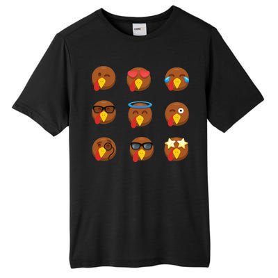 Turkey Emoji's Funny Thanksgiving  Tall Fusion ChromaSoft Performance T-Shirt