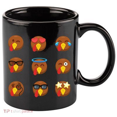 Turkey Emoji's Funny Thanksgiving  11oz C Handle Ceramic Mug