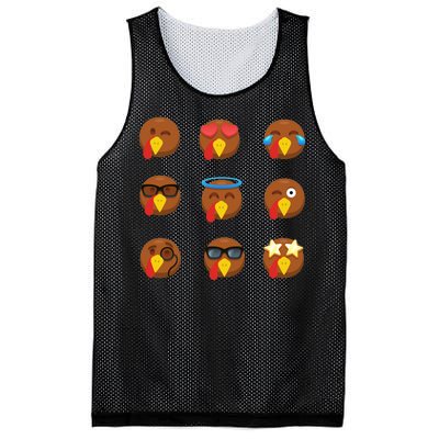 Turkey Emoji's Funny Thanksgiving  Mesh Reversible Basketball Jersey Tank