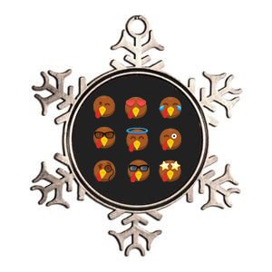 Turkey Emoji's Funny Thanksgiving  Metallic Star Ornament