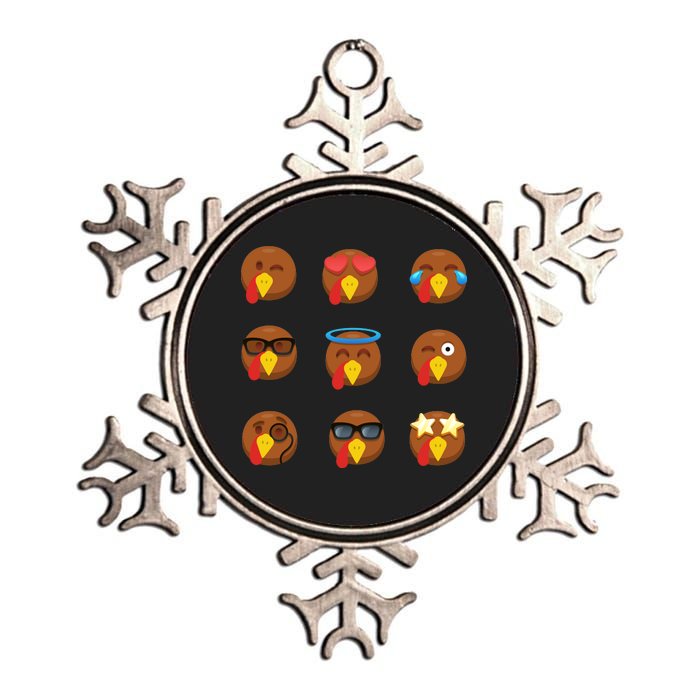 Turkey Emoji's Funny Thanksgiving  Metallic Star Ornament