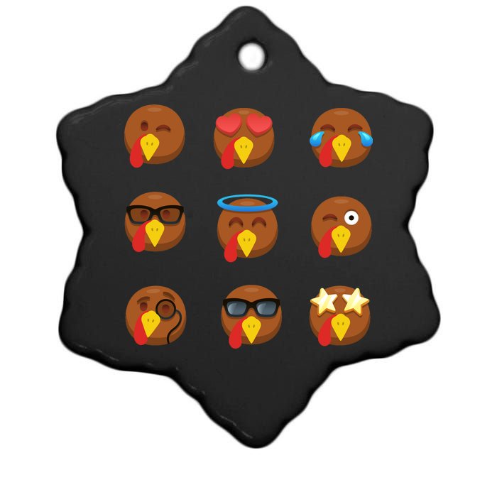 Turkey Emoji's Funny Thanksgiving  Ceramic Star Ornament