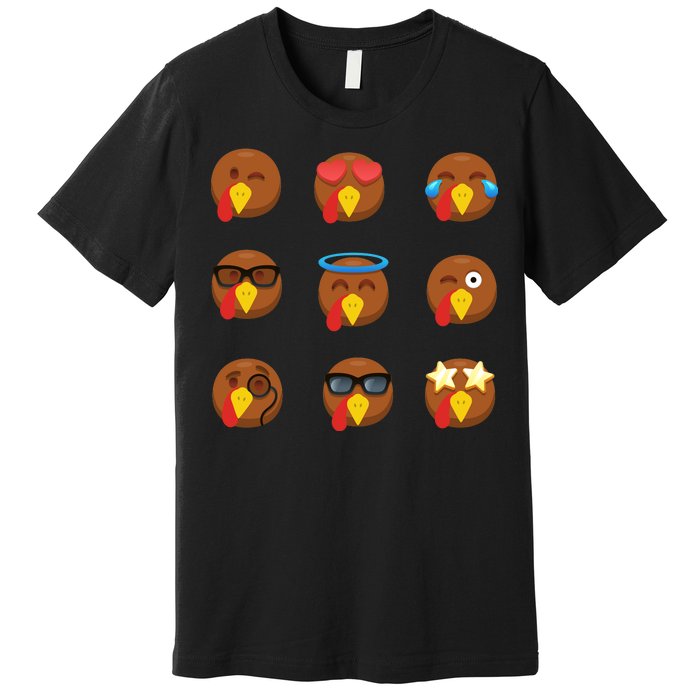 Turkey Emoji's Funny Thanksgiving  Premium T-Shirt