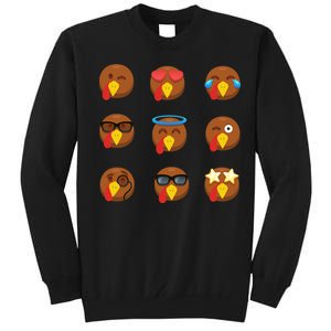 Turkey Emoji's Funny Thanksgiving  Tall Sweatshirt