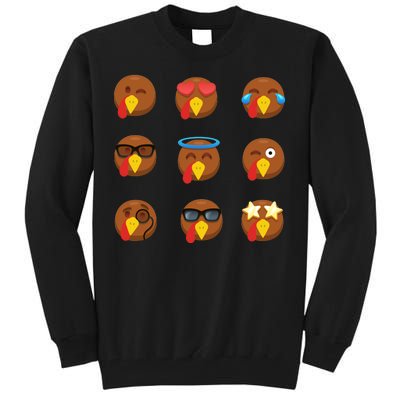 Turkey Emoji's Funny Thanksgiving  Tall Sweatshirt